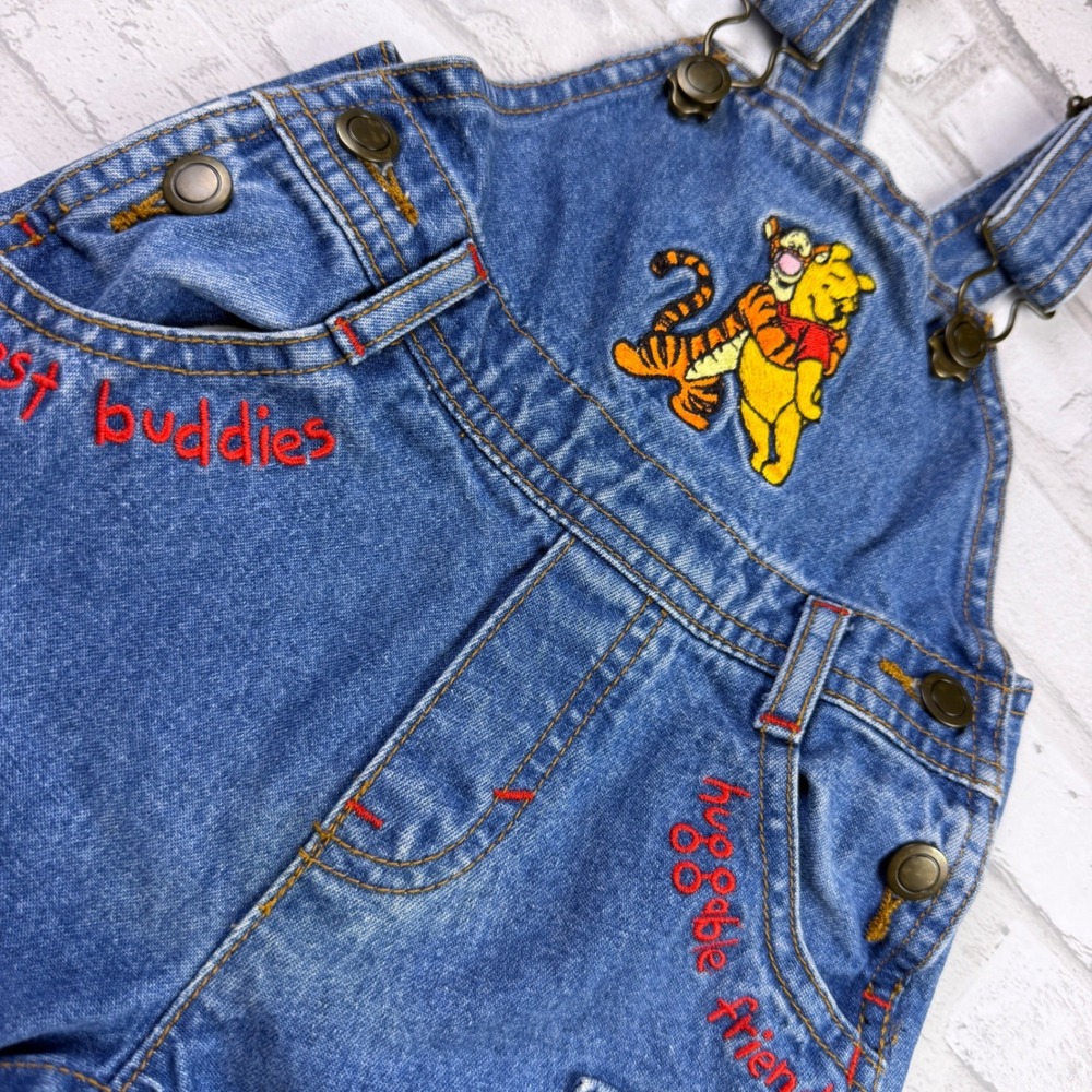 Disney Winnie the Pooh Denim Overalls Unisex 3-6M* Blue Tigger Vintage EUC